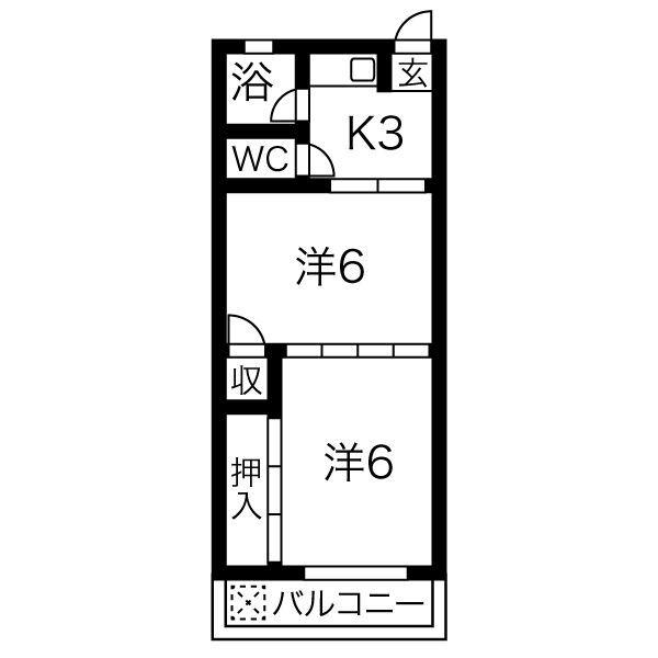 明円荘(2K/1階)の間取り写真