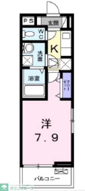 SUN CIEL(1K/2階)の間取り写真