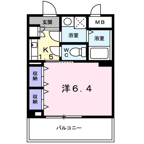 ルペール(1K/1階)の間取り写真