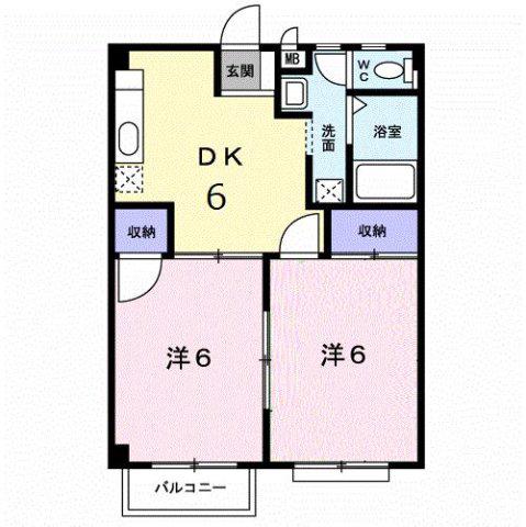 リベルテ吉田(2DK/2階)の間取り写真