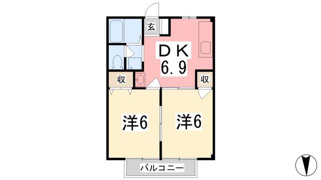 アメニティハイム(2DK/1階)の間取り写真