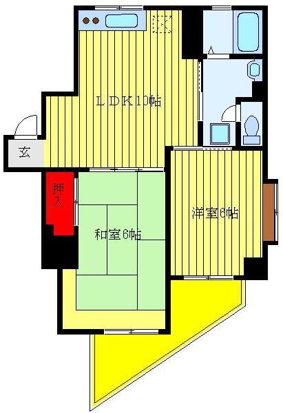 グリーンヒル文京(2LDK/6階)の間取り写真