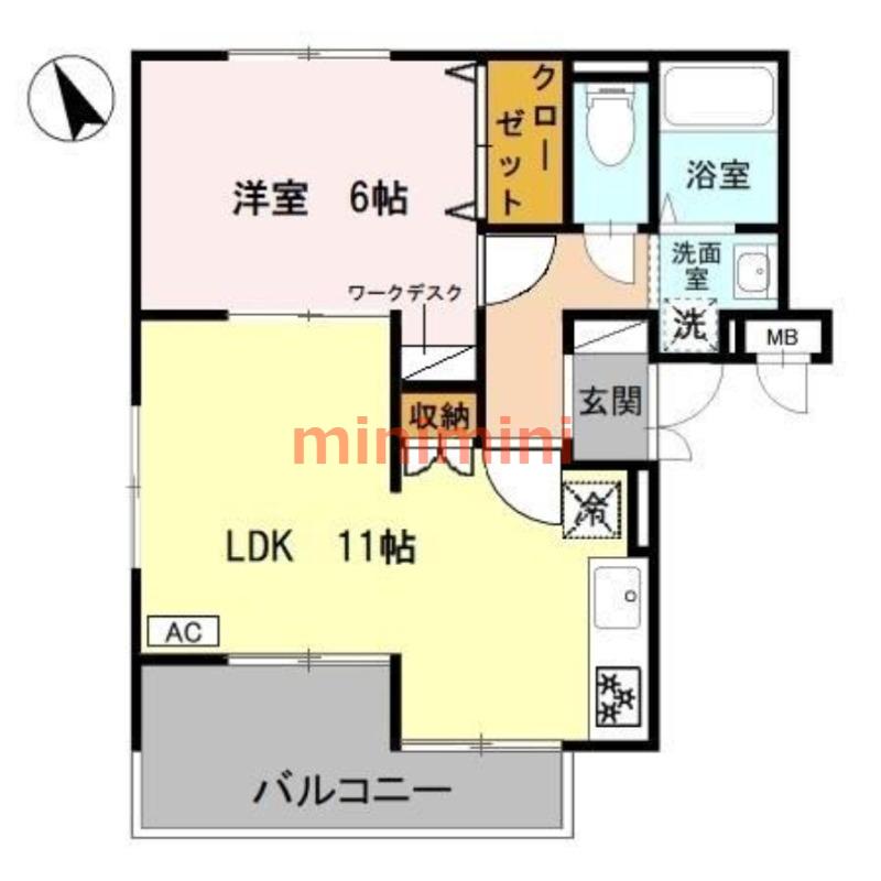 アーバンライフフミ(1LDK/3階)の間取り写真