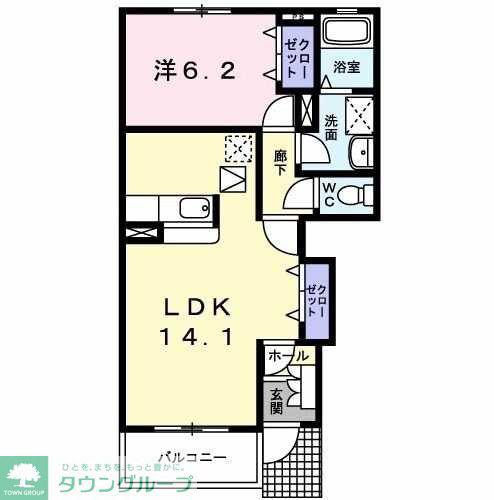 ベル・ル・ジャルダンII(1LDK/1階)の間取り写真