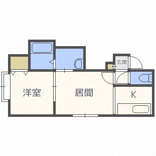 アドバンス北19条(1LDK/2階)の間取り写真