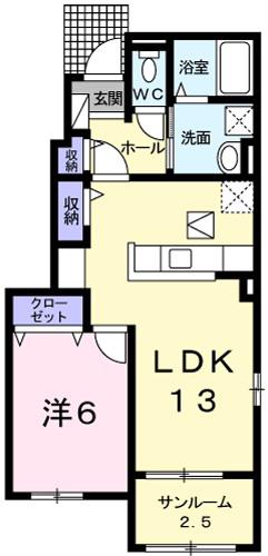 リバーサイドグレイス III(1LDK/1階)の間取り写真