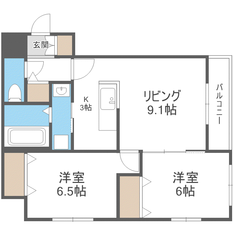 モンツァL714(2LDK/1階)の間取り写真