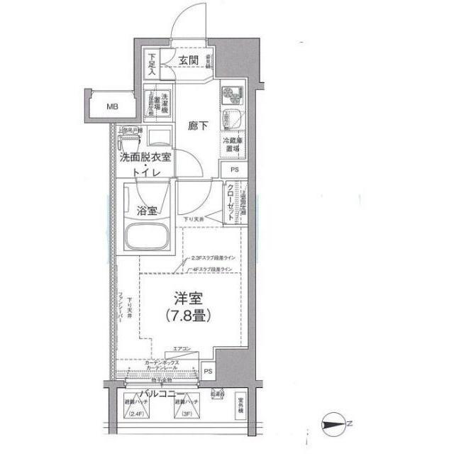 アイル秋葉原ノースドゥーエ 部屋番号402(1K/4階)の間取り写真