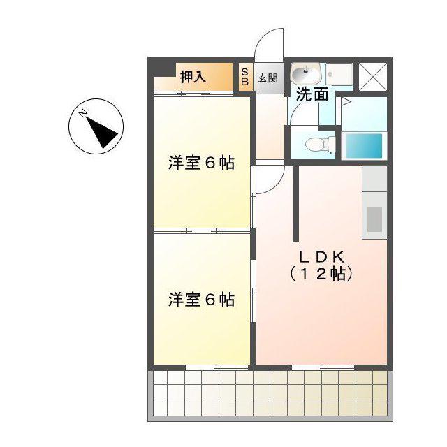 ユーズアーク(2LDK/4階)の間取り写真