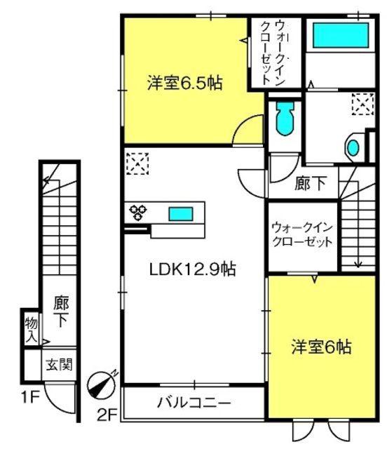 アーク本郷壱番館(2LDK/2階)の間取り写真