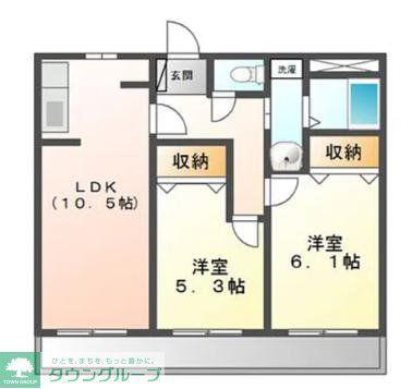 ハイツセイミヤ(2LDK/2階)の間取り写真