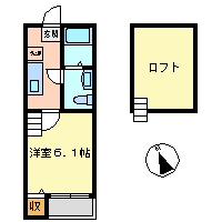ラフィナート黄金(1K/2階)の間取り写真