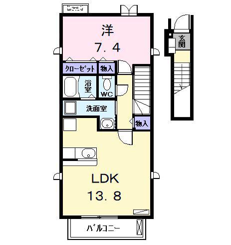 KIRA I(1LDK/2階)の間取り写真