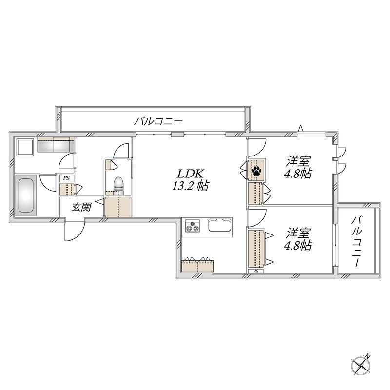 GRAND NOBIE OMORI(2LDK/2階)の間取り写真
