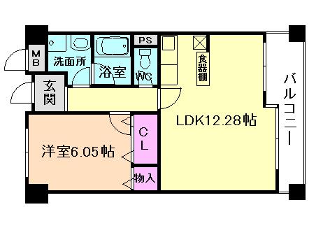 グランドールサンパティオ(1LDK/1階)の間取り写真