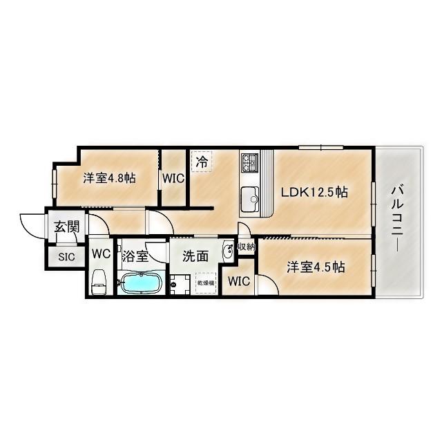 スプランディッド城東関目(2LDK/3階)の間取り写真