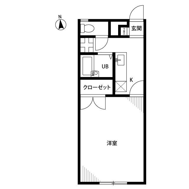 アムールA&A(1K/1階)の間取り写真