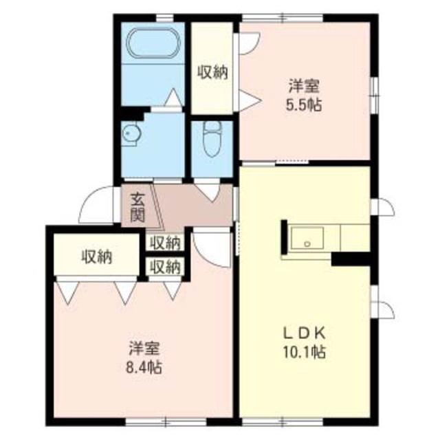 グランソレイユC(2LDK/1階)の間取り写真