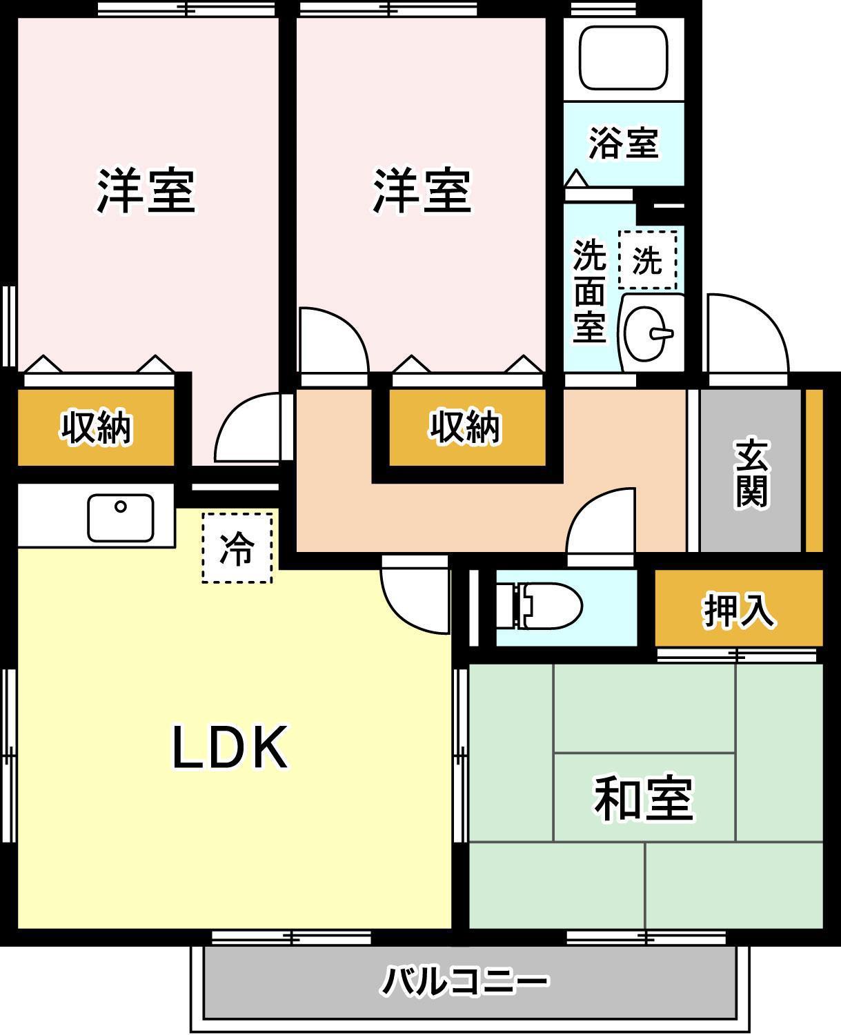 プランドール B(3LDK/2階)の間取り写真