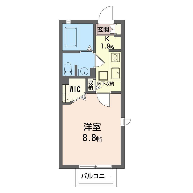 プレディオ毛呂山B(1K/1階)の間取り写真
