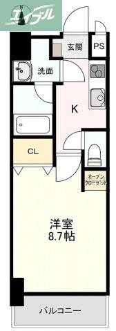 柳町CORAL(1K/9階)の間取り写真