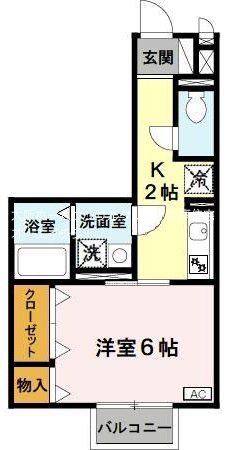 パークサイド渋川(1K/1階)の間取り写真