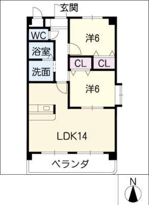 ルミエール(2LDK/2階)の間取り写真