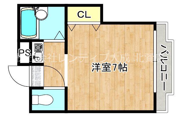 OKハイツ神路(1K/5階)の間取り写真