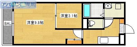 ウッドソレル(1SK/1階)の間取り写真