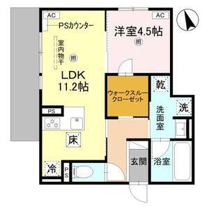 メゾンルル赤川(1LDK/1階)の間取り写真
