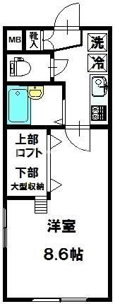 花園ヒルズ(1K/1階)の間取り写真