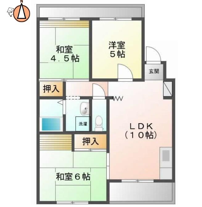 桑村マンション(3LDK/2階)の間取り写真