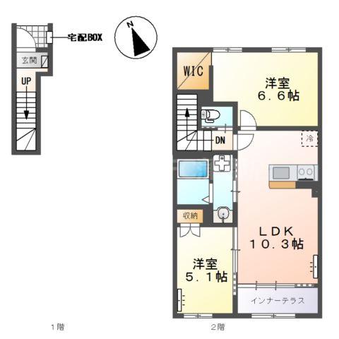 幸田町大字菱池 (2LDK/2階)の間取り写真