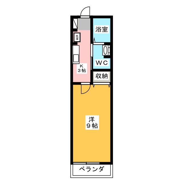 グリーンガーネット(1K/2階)の間取り写真