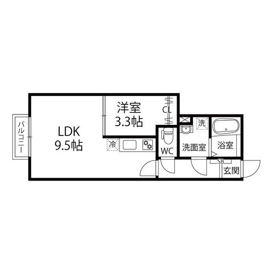グランドソレイユ北山(1LDK/1階)の間取り写真