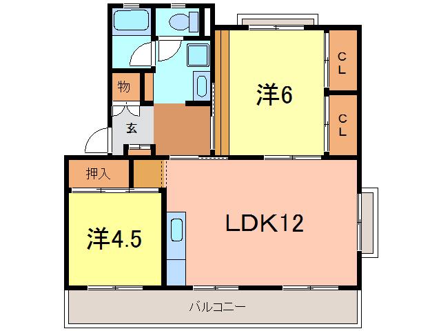 第2丸博ビル(2LDK/4階)の間取り写真