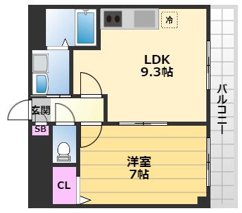 アンプルールフェール ルミエール富木(1LDK/3階)の間取り写真