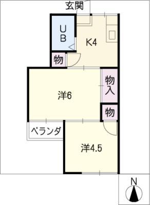 長島ビル2(2K/4階)の間取り写真