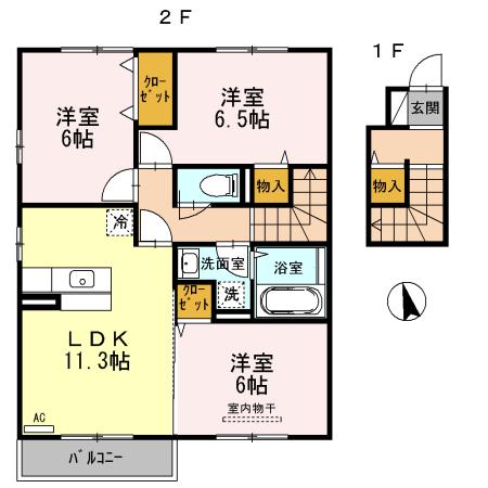 メルヴェーユ(3LDK/2階)の間取り写真