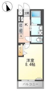 メゾン ロゼオ S(1K/2階)の間取り写真