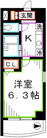 フェリス三鷹下連雀(1K/2階)の間取り写真