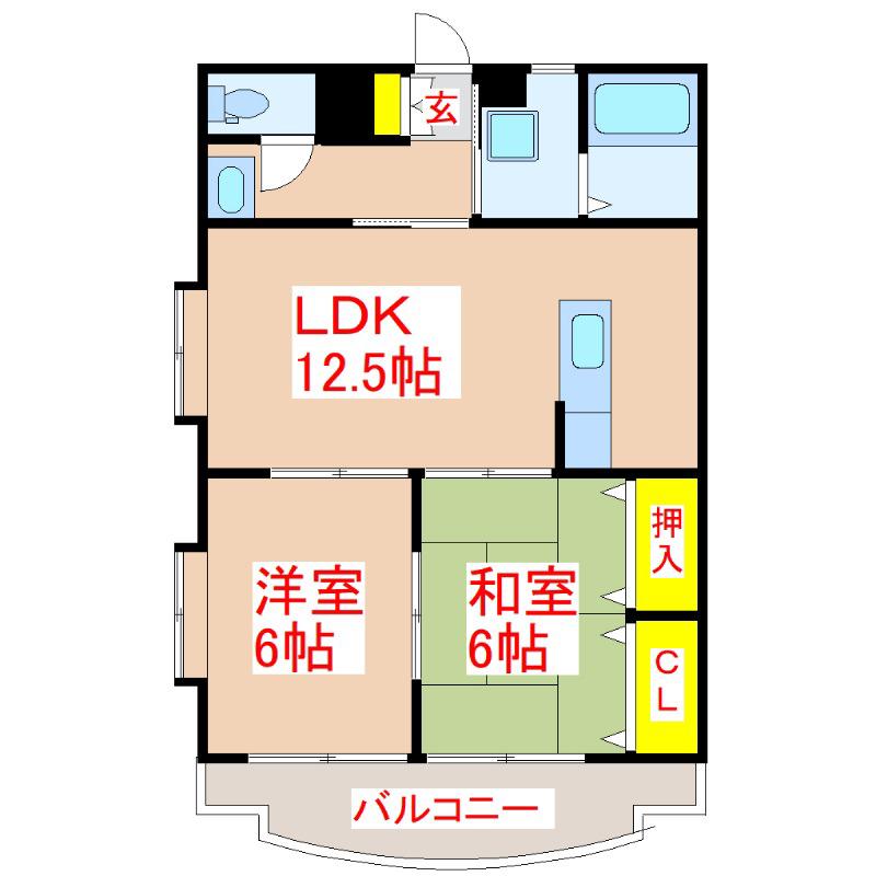 パームビーチ重富(2LDK/1階)の間取り写真