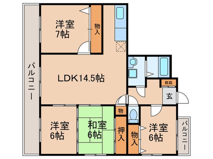 ファミール野間(4LDK/7階)の間取り写真