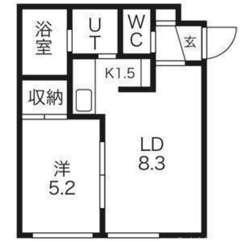 モコ ブラック(1LDK/4階)の間取り写真