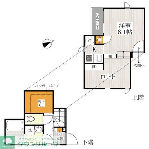 CB東川口ルノン(1K/1階)の間取り写真