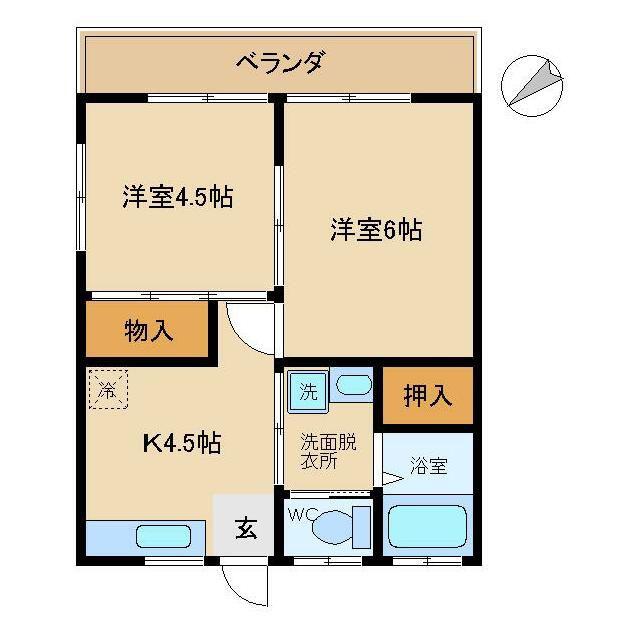 彦田コーポ(2K/1階)の間取り写真