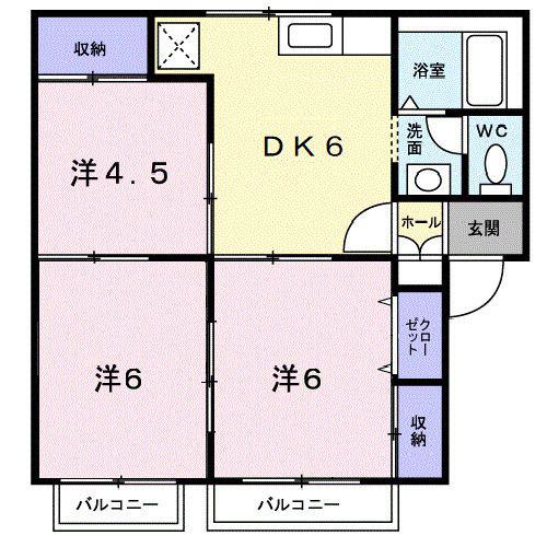 ハイツ星峰(3DK/2階)の間取り写真
