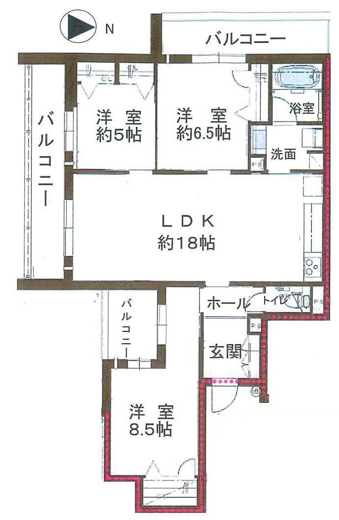 シャーメゾン晴明通(3LDK/3階)の間取り写真