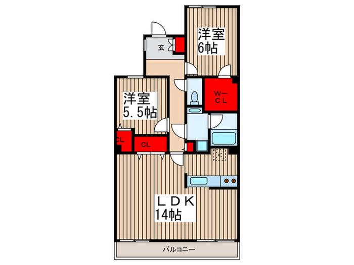 セレーノ大宮E棟(2LDK/4階)の間取り写真