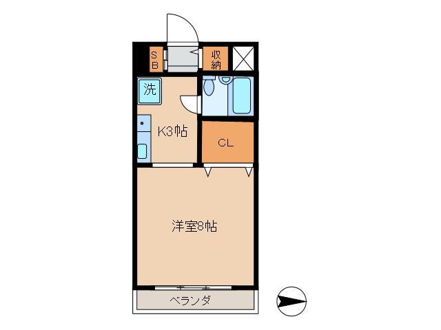 ヴェルス本八幡(1K/6階)の間取り写真